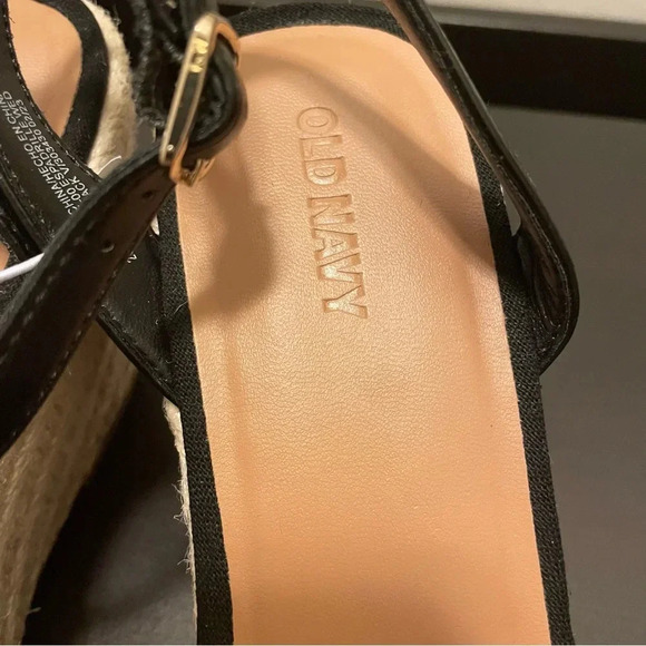 OLD NAVY Knotted Canvas Espadrille Wedge Sandals in Black Jack - Picture 9 of 11